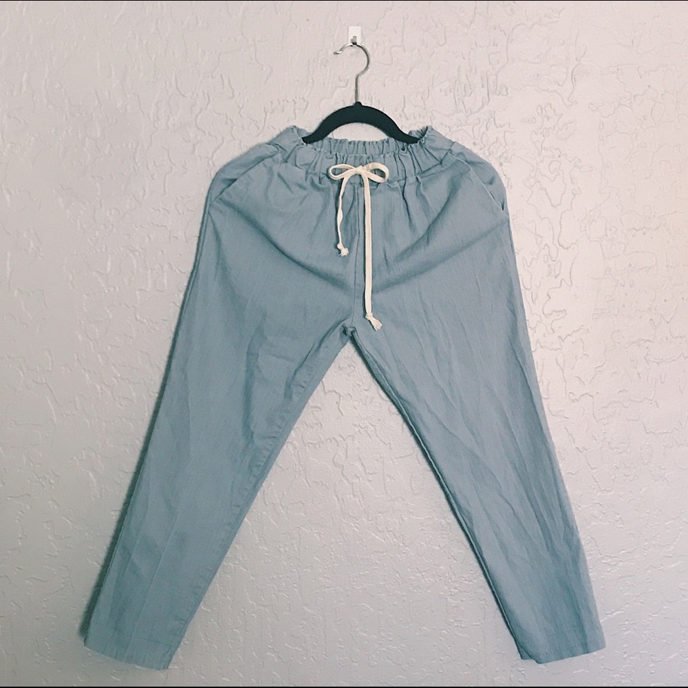 Light Blue Denim Joggers + Pockets